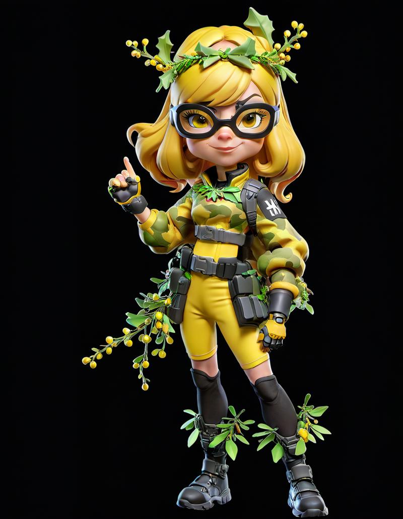 05310-1940730857-blonde fairy mercenary woman covered in mistletoe wearing a yellow camouflage, yellow background, goggles, overgrown, strong, me.png